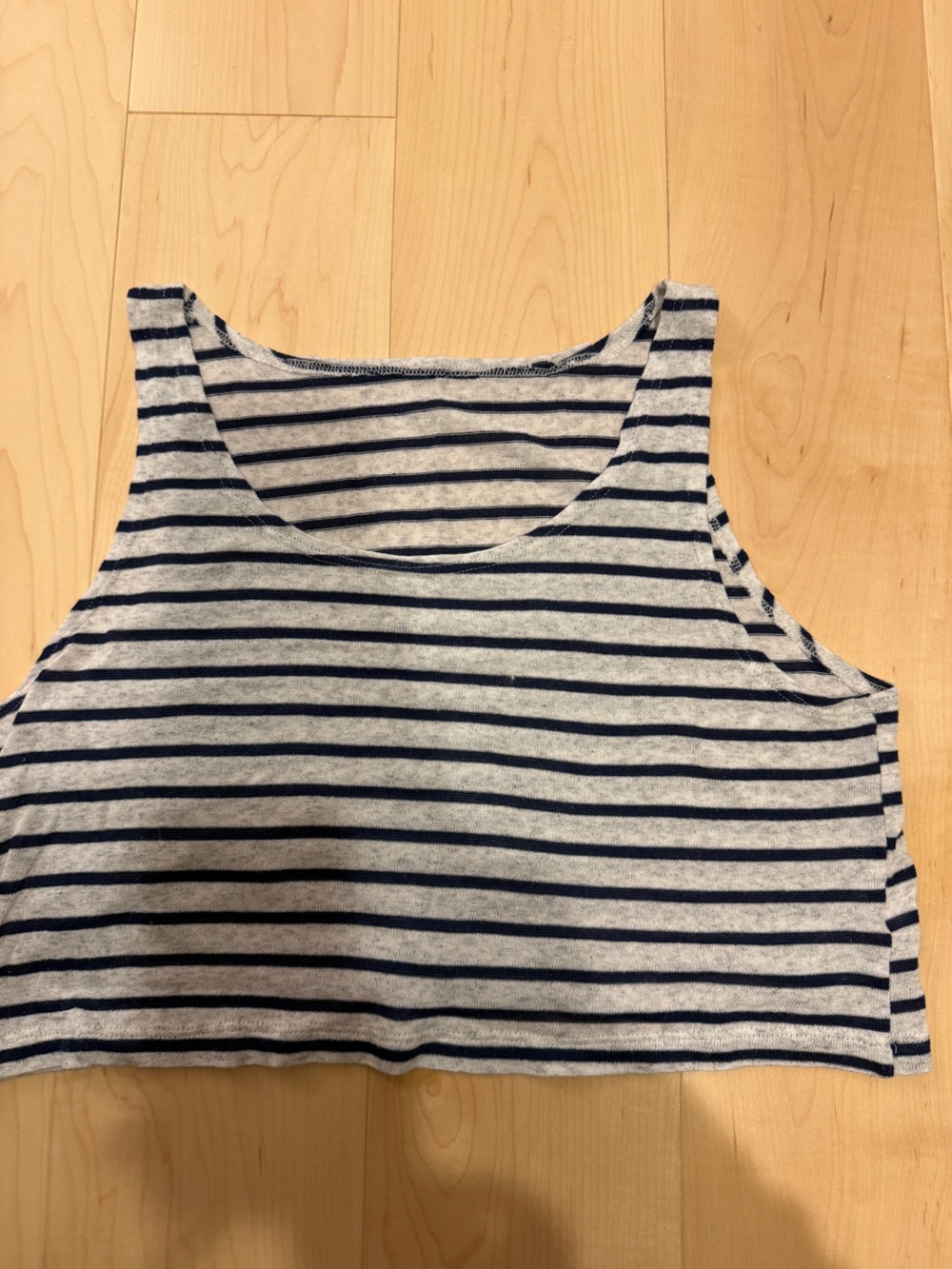 Striped Navy and White Cropped Tank Top
